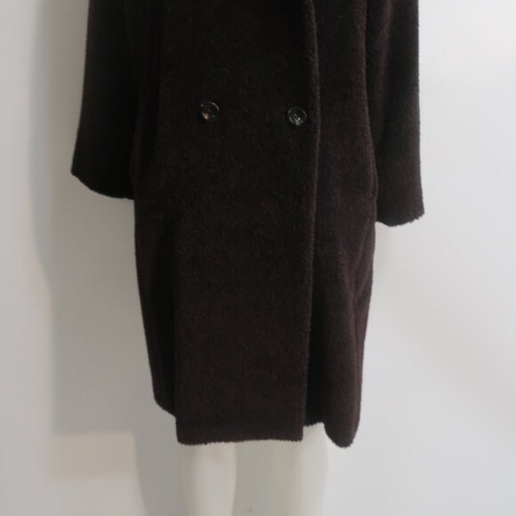Womens Max Mara Dark Chocolate Brown Alpaca Wool Double Breasted Coat 4 - Picture 11 of 16